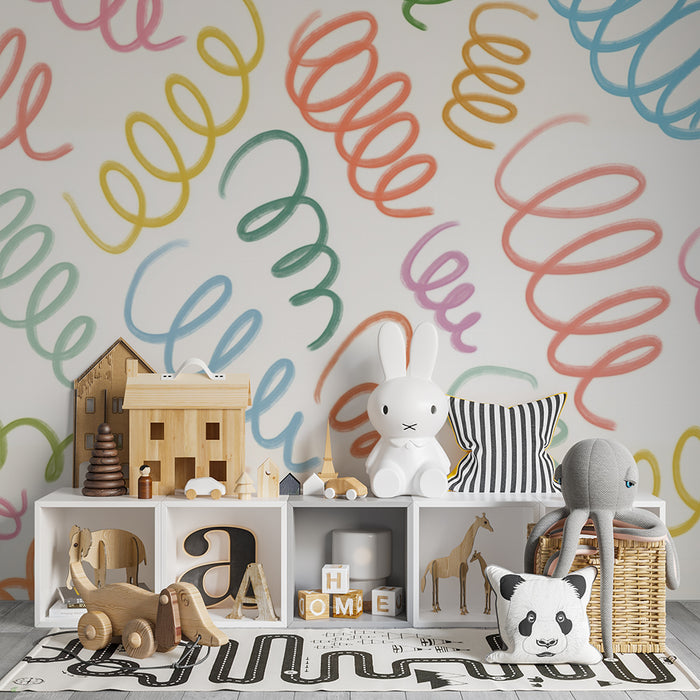 Carta da parati bambini | Spirali allegre multicolori